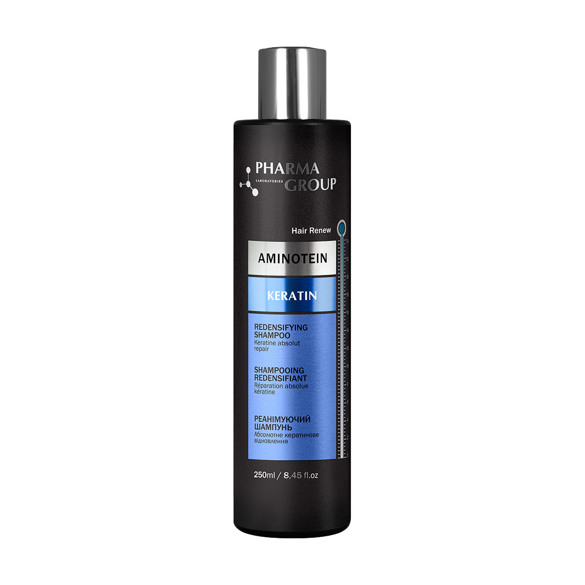 Реанімуючий шампунь Pharma Group Aminotein + Keratin Redensifying Shampoo Абсолютне кератинове відновлення, 250 мл